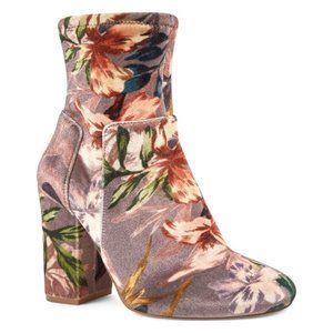 Nine West Velvety Floral Ankle Bootie Sz 7